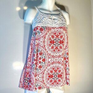 Torrid SZ 4 Crochet flared tank tunic top Boho Beach 70's Comfy Travel Beach Vac